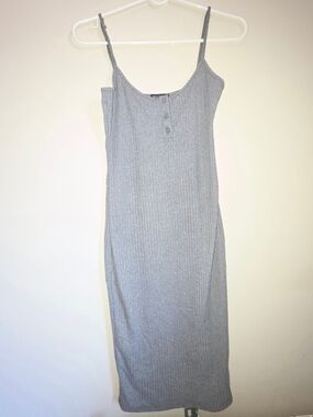 Fashion Nova Grey Ribbed Tank Midi Dress